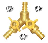 Joywayus Hose Barb Ball Valve 3/4" ID Hose Barb Y Shaped Type 3 Way with 2 Switch Brass Shut Off Ball Valve Fitting Include 3 Clamps