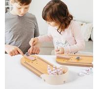 Joywee Kids Wooden Mini Bowling Set - Adjustable Track with 10 Pins & 1 Roller Ball, Educational Wooden Toy for Toddlers, Early Learning & Parent-Child Interactive Play (10 x 29.5 x 4.4 cm)