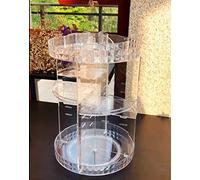 JOYWEE Makeup Organizer, 360 Degree Rotating Adjustable Cosmetic Storage Display Case 8 Layer Clear Adjustable DIY Capacity Fits Jewelry,Makeup Brushes, Lipsticks and More,Transparent