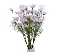 JOYWU 10 Pcs Artificial Daisy Flowers,50cm Purple Artificial Flowers with Stems,Faux Silk Daisy Bouquet,Spring Wild Flower for Home Decor,Home Garden Vase Decor,Wedding Mother's Day Bouquets