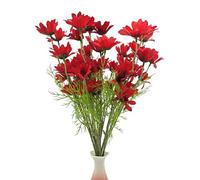 JOYWU 10 Pcs Artificial Daisy Flowers,50cm White Daisy Flowers with Stems,Faux Silk Chrysanthemum Plants,Spring Wild Flower for Party Decor,Home Garden Vase Decor,Wedding Tabletop Decoration (red)