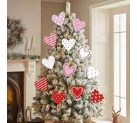 JOYWU 12 Pcs Large Heart Shaped Tree Picks,Red Pink White Valentine's Day Decoration Tree Picks with Stick for Vase,Centerpiece or Floral Arrangement,Sweet Conversation Heart Ornaments,20cm (12 Color)