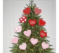 JOYWU 12 Pcs Large Heart Shaped Tree Picks,Red Pink White Valentine's Day Decoration Tree Picks with Stick for Vase,Centerpiece or Floral Arrangement,Sweet Conversation Heart Ornaments,20cm (Red Pink)