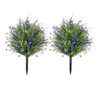 JOYWU 2 Pcs Artificial Lavender Topiary Ball Trees with Ground Spike,60cm Artificial Lavender Flowers for Outdoors,UV Resistant Faux Greenery Shrubs with Purple Flowers for Garden Patio Decor