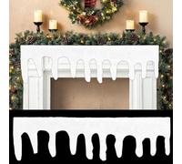 JOYWU 2 Pcs Christmas LED Icicle Snow Blankets,152 x 40cm Icicle Artificial White Snow Blankets for Mantle,Xmas Village Decor,Window and Table Runner,Lighted Faux Xmas Snow Blanket Roll (No Light)