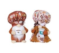 JOYWU 2 Pcs Coffee Gnomes Plush Decor,22cm Plush Chef Coffee Gonk Holding a Cup,Standing Home Chef Collectible Figurines,Handmade Swedish Tomte Elf Dolls,Coffees Bar Gnome,Christmas Table Decor