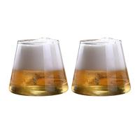 JOYWU 2 Pcs Mount Fuji Glass Cups,360ml Creative Drinking Glasses,Heat-Resistant Transparent Mountain Shape Beer Glasses,Japanese Clear Drink Cups,Stemless Wine Glasses,Milk Cup,Iced Coffee Cups