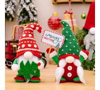 JOYWU 2Pcs Christmas Gnome Plush Dolls,30cm Christmas Gonks Decorations Gnome,Xmas Gonk Dwarf Elf Figurines,Handmade Swedish Gnome Tomte,Sitting Santa Claus Dwarf Dolls,Xmas Table Ornament (C)