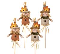 JOYWU 4 Pcs Thanksgiving Scarecrow Decoration,44cm Fall Harvest Scarecrow Decor with Sunflower and Bows,Boy & Girl Standing Scarecrows Signs for Indoor Outdoor,Halloween Scarecrows Decorations
