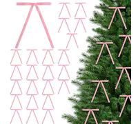 JOYWU 48 Pcs Velvet Christmas Bows for Xmas Trees,13 x 18cm Velvet Christmas Wreath Bows with Twist Tie,Vintage Christmas Tree Bows,Velvet Ribbon Bows,Rustic Crafts Gift Bows,Xmas Decor (pink)