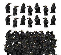 JOYWU 50 Pcs Mini Black Crows,3cm Tiny Size Miniature Crows Figurines for Halloween Table Decorations,Mini Resin Ravens Figurines,Black Raven Decor Statues for Garden Decor and DIY Craft Project