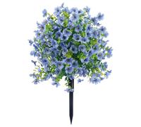 JOYWU 60cm Artificial Boxwood Topiary Ball Trees with Violet Flowers,UV Resistant Faux Plants Outdoor with Ground Spike,Lifelike Fake Shrubs Bushes for Porch Front Garden Home Decor (1, Blue)