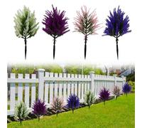 JOYWU 8 Pcs Artificial Lavender Plants with Ground Spikes,40cm UV Resistant Artificial Lavender Topiary Ball Trees with Stake,Compact Fake Bushes Potted Plants,Outdoor Faux Lavenders Flower (4 Color)