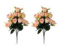 JOYWU Artificial Cemetery Flower with Vase for Headstone,2 Set Graveyard Memorial Flowers,Grave Decoration,Grave Flower Bouquets,Cemetery Headstones Decoration,Outdoor Grave Decorations (pink)