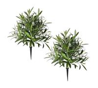 JOYWU Artificial Topiary Ball Olive Tree with Spike,2 Pcs 55cm Faux Olive Trees Bushes with Ground Spike,UV Resistant Fake Shrubs for Front Porch Decor,Potted Fake Plants for Porch Garden Yard Pots