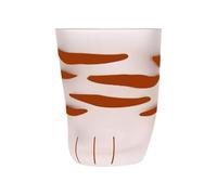JOYWU Cat Claw Cup,300ml Cat Paw Frosted Breakfast Milk Cup for Adults Kids,Cat Foot Frosted Print Coffee Mug,Creative Glass Cups,Cute Claw Print Mug,Juice Beverage Glasses,Tea Cup,1 Pcs (Yellow)