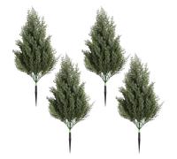 JOYWU Christmas Artificial Pine Tree with Ground Stakes,4 Pcs 50cm Artificial Pine Needles Xmas Tree with Spikes,UV Resistant Fake Pines Tree Evergreen Plants for Xmas Outdoor Indoor Decor (Green)