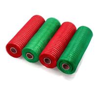 JOYWU Christmas Deco Mesh Ribbons,4 Roll 25cm x 10 Yard Christmas Poly Burlap Mesh Ribbons,Red Green and White Metallic Foil Xmas Mesh Ribbons,Christmas Ribbon Decoration for Wreaths,Trees (2-color)