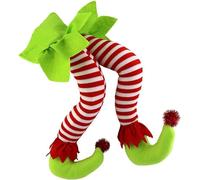 JOYWU Christmas Elf Stuffed Legs Stuck Tree Topper Decorations,40 x 34cm Red White Stripes Stuffed Elf Leg,Pose-able Plush Legs for Tree Ornaments,Christmas Elf Legs Tree Ornaments,Xmas Tree Decor