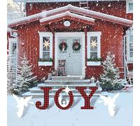 JOYWU Christmas JOY Angel Yard Signs,5 Pcs Outdoor Joy Christmas Nativity Decoration,40cm Joy Angel Scene Garden Yard Stakes,Red Black Buffalo Plaid Joy Yard Stakes,Outdoor Christmas Decoration