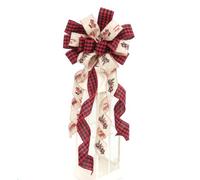 JOYWU Christmas Tree Topper Bows,90cm Large Christmas Wreath Bows,Huge Red Buffalo Plaid Toppers Bows for Tree,Xmas Tree Top Ornaments,Large Xmas Gifts Boxes Bow Decoration