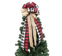 JOYWU Christmas Tree Toppers, 90cm Large Buffalo Plaid Xmas Bows for Tree, Christmas Decoration (Plaid)