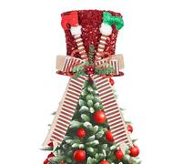 JOYWU Elf Leg Christmas Tree Topper with Red Sequins and Bow Ribbons, Xmas Tree Decoration and Tabletop Ornament