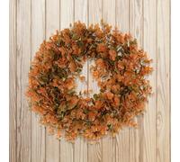 JOYWU Fall Eucalyptus Wreath, 40cm Autumn Wreath, Faux Eucalyptus Hanging Wreath with Green Base, Fall Front Door Wreath, Thanksgiving Wreath Decoration, Autumn Fall Decor