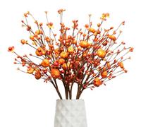 JOYWU Fall Pumpkin Berry Stems,5 Pcs 42cm Artificial Berry Stems with Foam Pumpkins,Fall Branches for Vase,Bendable Thanksgiving Pumpkin Stems,Fall Floral Bouquet,Autumn Harvest Decoration,Fall Decor