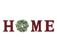 JOYWU Farmhouse Wall Home Sign with Eucalyptus Wreath,Wooden Hanging Letters Decorative Wall Art Decor for Living Room Kitchen Entryway,Easy to Installs,"H""M""E" Letters 24cm,Wreath 30cm (Red)