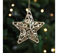 JOYWU Gold Christmas Ornaments Set - Unique Electroplated Plastic Hanging Decor for Tree Wreath, Shatterproof Unicorn Angel Star Deer Figurines for Holiday Home Decor, Xmas Gift (Star)