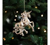 JOYWU Gold Christmas Ornaments Set - Unique Electroplated Plastic Hanging Decor for Tree Wreath, Shatterproof Unicorn Angel Star Deer Figurines for Holiday Home Decor, Xmas Gift (Unicorn)
