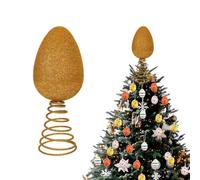 JOYWU Gold Glitter Easter Egg Tree Topper Decoration,22 x 9cm Shimmering Golden Egg Tree Top Ornaments with Metal Spiral Base,Easter Table Centerpiece,Spring Decoration for Home (Gold)