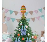 JOYWU Gold Glitter Easter Egg Tree Topper Decoration,22 x 9cm Shimmering Golden Egg Tree Top Ornaments with Metal Spiral Base,Easter Table Centerpiece,Spring Decoration for Home (Colorful)