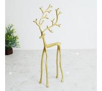 JOYWU Golden Reindeer Statues for Christmas Decorations, Metal Deer Sculpture Modern Xmas Figurines, 2025 Christmas Tabletop Ornaments for Mantel Fireplace Living Room Bedroom Home Decor (Large)