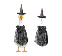 JOYWU Halloween Witch Goose Outfit,2 Set Pumpkin Goose Costume for 17-23 In Geese Duck Statues,Witch Black Cobweb Ghost Patterns Halloween Porch Geese Clothes for Patio Yard Lawn (Bat)