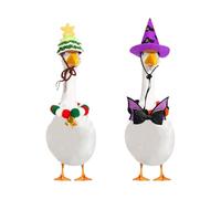 JOYWU Halloween Witch Goose Outfit,2 Set Pumpkin Goose Costume for 17-23 In Geese Duck Statues,Witch Black Cobweb Ghost Patterns Halloween Porch Geese Clothes for Patio Yard Lawn (Bow Tie)