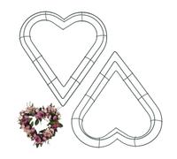 JOYWU Heart Shaped Wire Wreath Frames,2 Pcs 30cm Green Heart Wreath Frames,DIY Metal Floral Wreath Rings,Holiday Heart Wreath Hoop,Anniversary day Wedding Valentine's Wreath Decoration