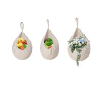 JOYWU Jute Hanging Fruit Baskets for Kitchen,3 Pcs Boho Wall Hanging Baskets for Fruits Vegetable Storage,Breathable Hand-Woven Produce Storage Basket,Wall Vegetable Flowers Basket,23/25/28cm (beige)