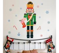 JOYWU Nutcrackers Fridge Stickers,1 Set Green Christmas Nutcracker Refrigerator Decals with Snowflakes,DIY Self-Adhesive PVC Walnut Soldiers Window Clings,Walnut Soldier Xmas Stickers Decortion