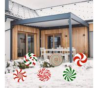 JOYWU Outdoor Christmas Yard Signs with Stakes,6/8/12 Pcs Gingerbread Peppermint Lollipop Xmas Balls Candy Cane Lawn Signs,Waterproof Christmas Garden Sign,Winter Lawn Pathway Decor (Lollipop)