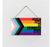 JOYWU Rainbow Pride Wreath for Front Door,30cm Gay LGBTQ Rainbow Wreath,Wooden LGBT Wood Door Sign Plaque,Rectangle Gay Lesbian Pride Month Welcome Sign,Pride Decorations for Office Home (Rect-B)