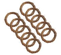 JOYWU Small Grapevine Wreath for Crafts,10 Pcs 15cm Natural Vine Branch Wreaths Ring,DIY Rattan Mini Vine Wreath Frame,Grape Twig Wreaths Base for Making Wreath,Candle Rings (round)