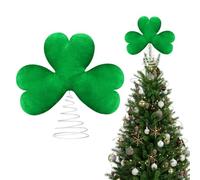 JOYWU St Patrick's Day Irish Shamrock Tree Topper,28 x 30cm Plush Lucky Clover Tree Topper with Metal Base,St Patricks Day Ornaments for Trees,Table,Mantels and Windowsill,Green Tree Top Decoration