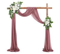 JOYWU Wedding Arch Faux Flowers with Leaves,2 Pcs Wedding Welcome Signs Floral Decoration,Party Ceremony Reception Backdrop Decor,Rose Floral Arrangement,Indoor Outdoor Faux Flower Swags (white)