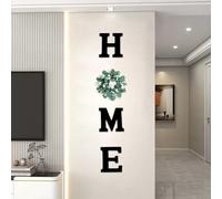 JOYWU Wood Home Sign for Wall Decor,Farmhouse Walls Home Sign with Artificial Eucalyptus Wreath,Wooden Hanging Letters Decorative Wall Art Decor for Entryway Living Room Kitchen Dining Room (green)