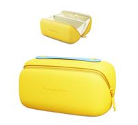 JOYXING Travel Makeup Bag, Large Capacity Waterproof Cosmetic Bag for Women, Portable Pouch Open Flat Toiletry Bag Make up Organizer with Divider and Handle, Yello, Waterproof