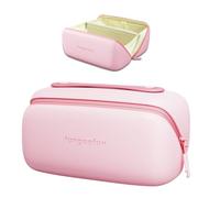 JOYXING Travel Makeup Bag, Large Capacity Waterproof Cosmetic Bag for Women, Portable Pouch Open Flat Toiletry Bag Make up Organizer with Divider and Handle, Pink, Waterproof
