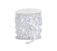Joyzan 10m Clear Beaded Garland, Rectangle Iridescent Acrylic Crystal Bead Synthetic Diamante String Beads Decoration Pearl Ribbon Chain Sparkling Diamond Line for Christmas Wedding Party Door Curtain