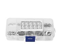 Joyzan 120pcs E Clips, Stainless Steel E-Clip Circlip Heat Treated External Retaining Ring Snap Opening Kit 1.5mm-10mm E Clip Assortment Set with Plastic Box Washer Assorted Circle for Shaft Fastener